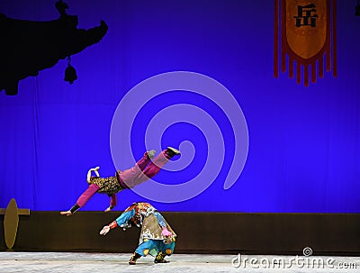 The jumping moment-Children's Beijing Operaâ€œYue teenagerâ€ Editorial Stock Photo
